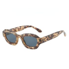Polygonal Sunglasses Fashion Sun Glasses Retro Small Frame Women Sunglass Female Luxry Brand UV400 Shades Ocean Lens Eyewear (Lens Color: broken flower)
