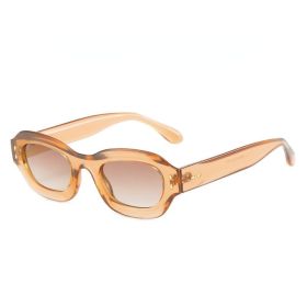 Polygonal Sunglasses Fashion Sun Glasses Retro Small Frame Women Sunglass Female Luxry Brand UV400 Shades Ocean Lens Eyewear (Lens Color: tea tea)